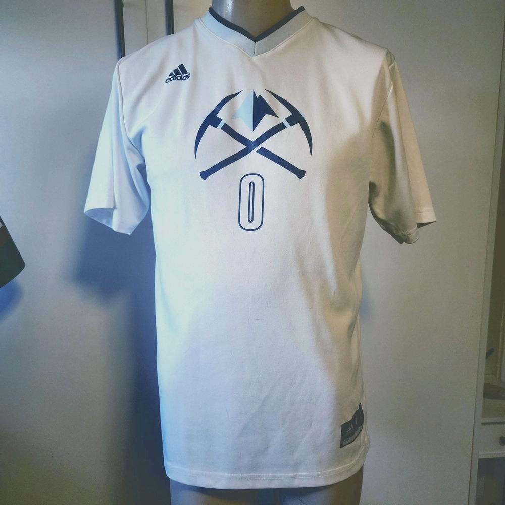 Adidas Denver Nuggets Emmanuel Mudiay 0 Pride Jersey White‎ Gold Youth XL Mens S